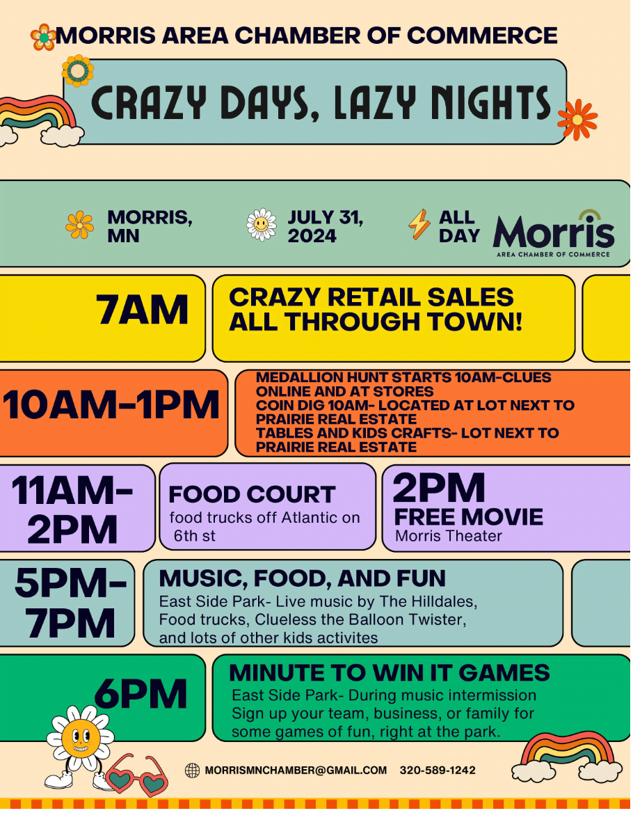 Crazy Days Lazy Nights calendar of events in Morris MN